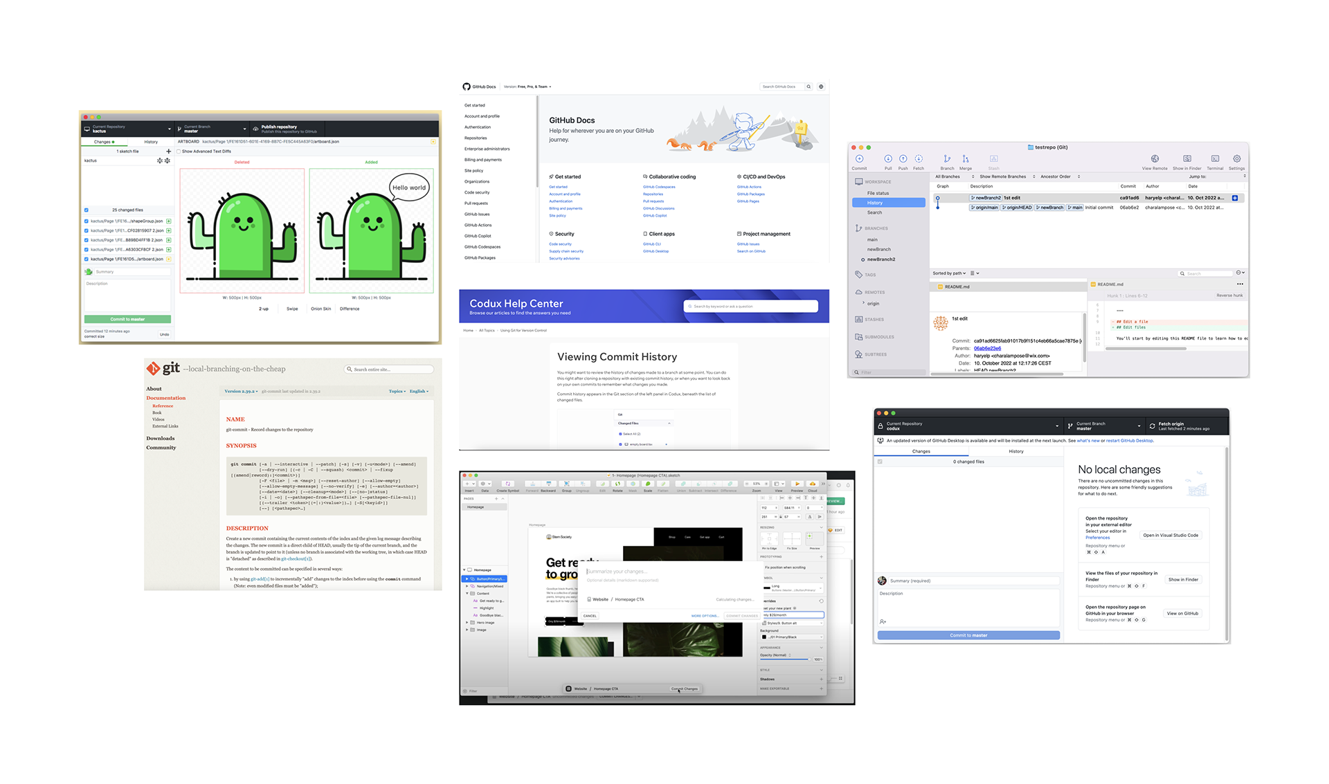 Screenshots of competitor Git interfaces