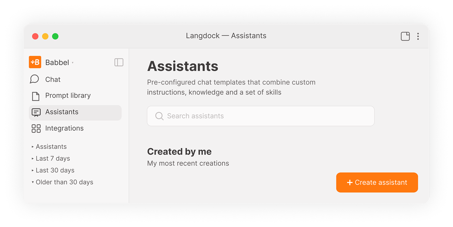 The Langdock Assistants screen