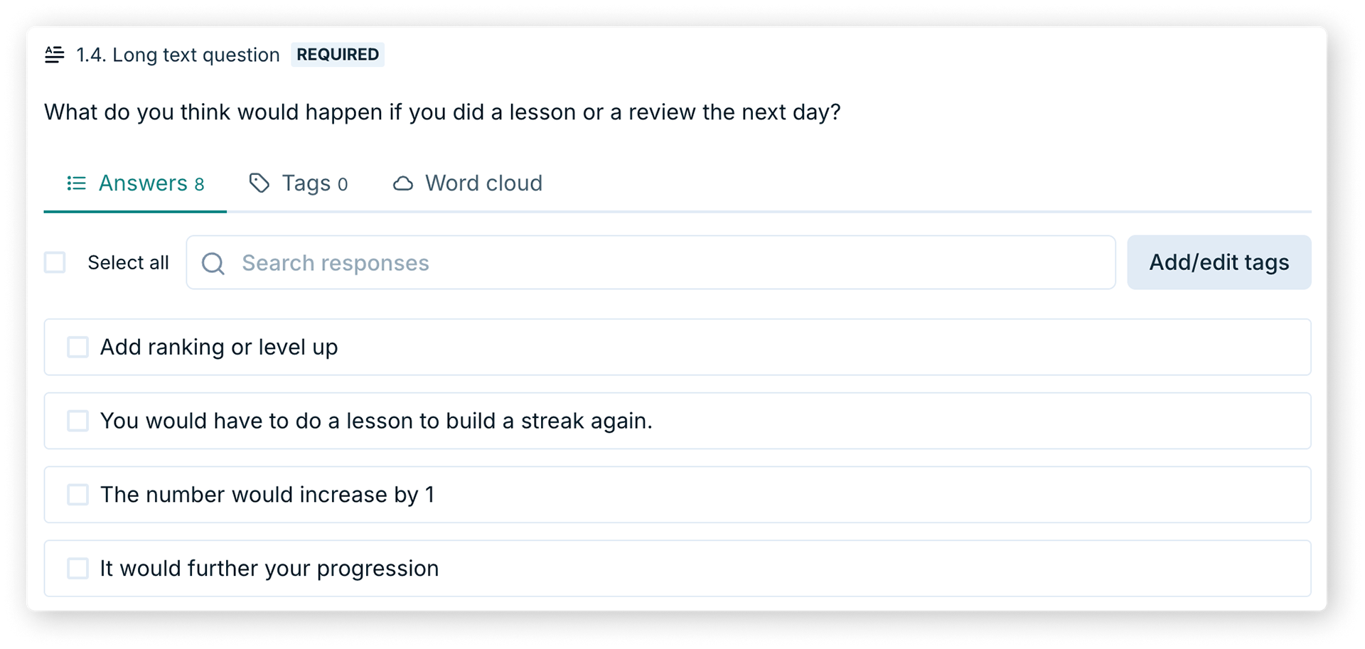 Research survey question setup on Lyssna